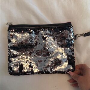 Claire's Black and Silver Sequin Wristlet